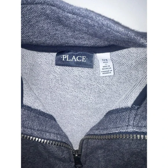 The Childrens Place Boys Gray Pullover Half Zip Mock Neck Sweatshirt Size 7/8 - Picture 3 of 5